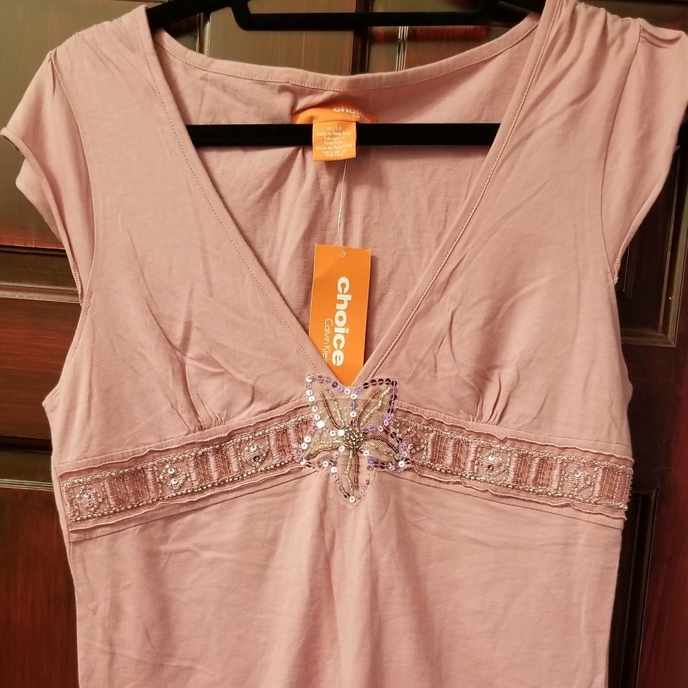 Calvin Klein peachy-pink sequined top